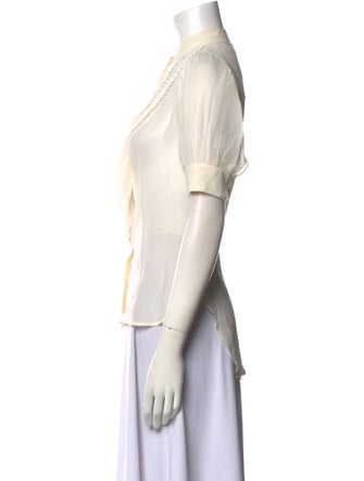 Givenchy Silk V-Neck Button-Up Top