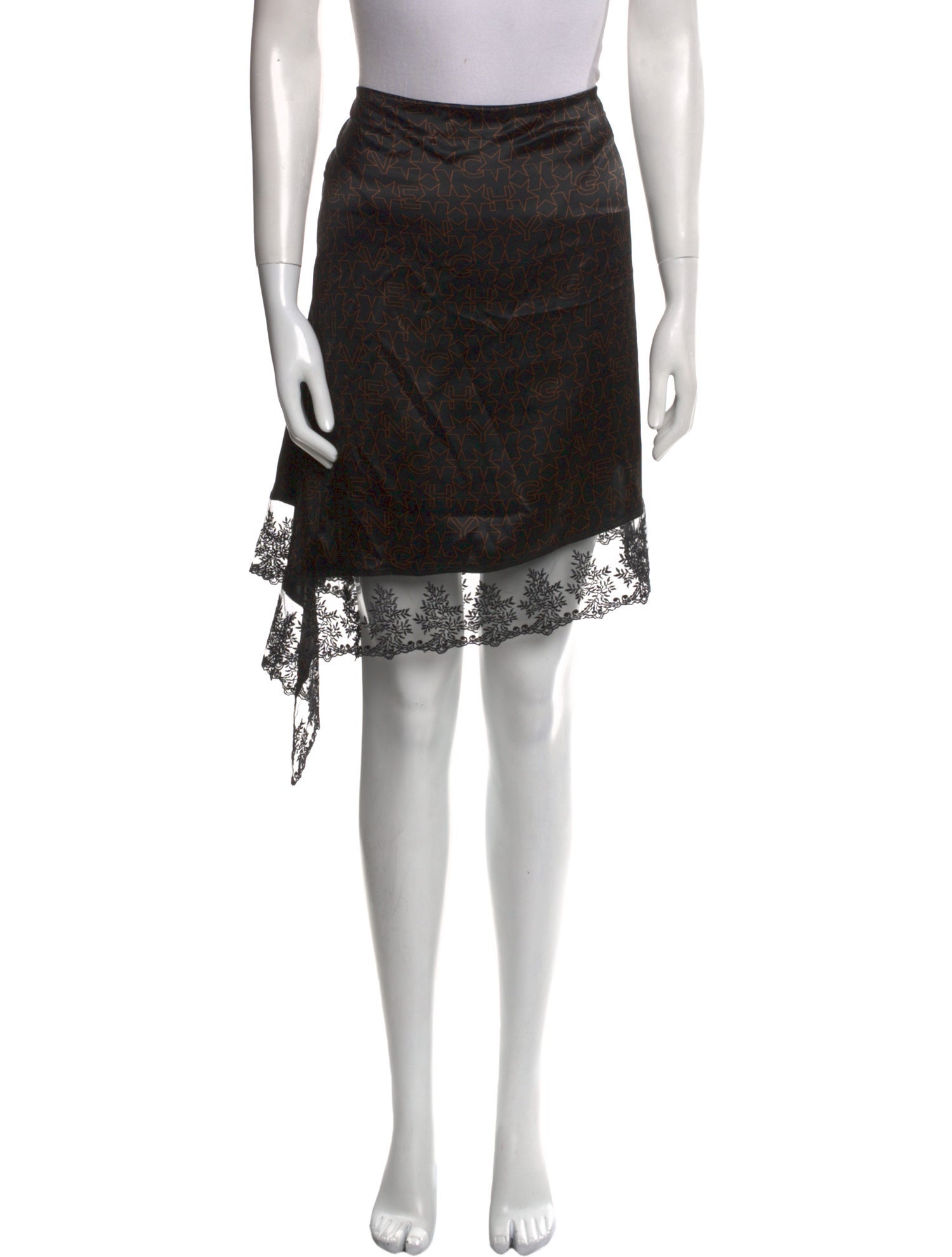 Givenchy Mesh Accents Knee-Length Skirt