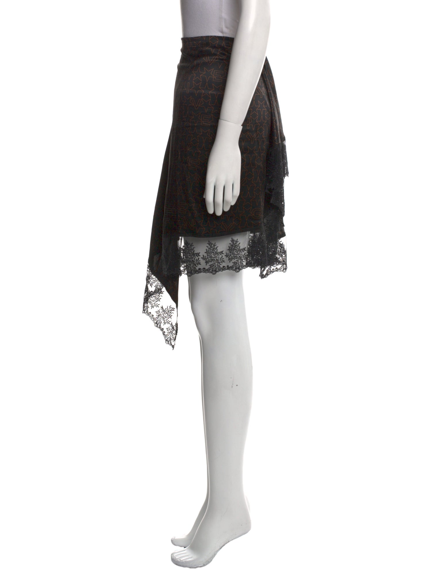 Givenchy Mesh Accents Knee-Length Skirt