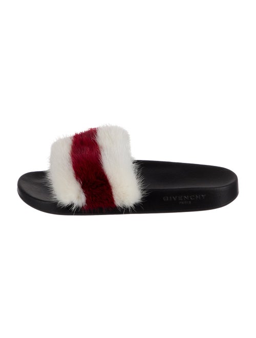 Givenchy Fur Colorblock Pattern Slides