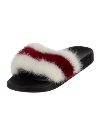 Givenchy Fur Colorblock Pattern Slides