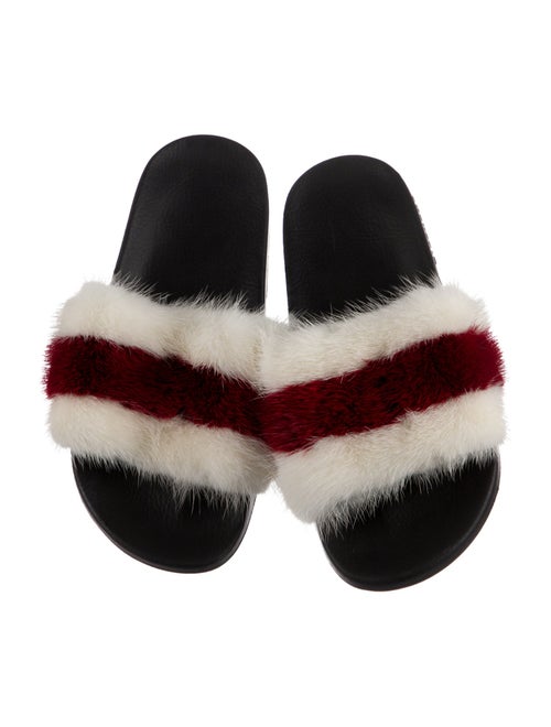 Givenchy Fur Colorblock Pattern Slides