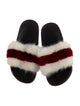Givenchy Fur Colorblock Pattern Slides