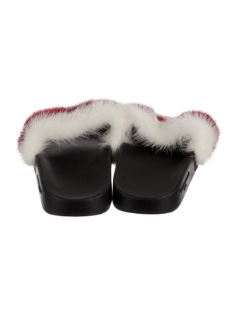 Givenchy Fur Colorblock Pattern Slides
