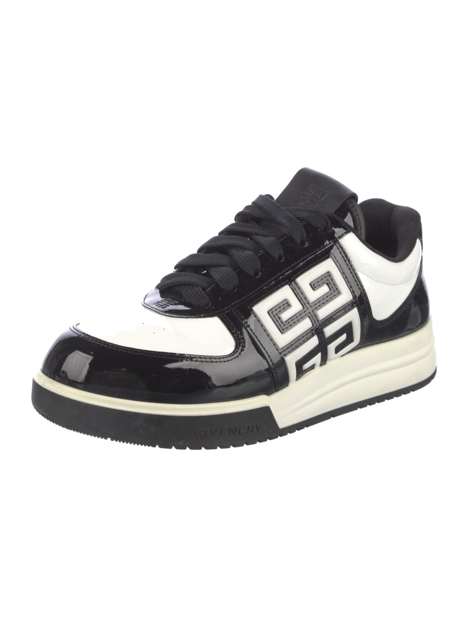 Givenchy Patent Leather Colorblock Pattern Athletic Sneakers