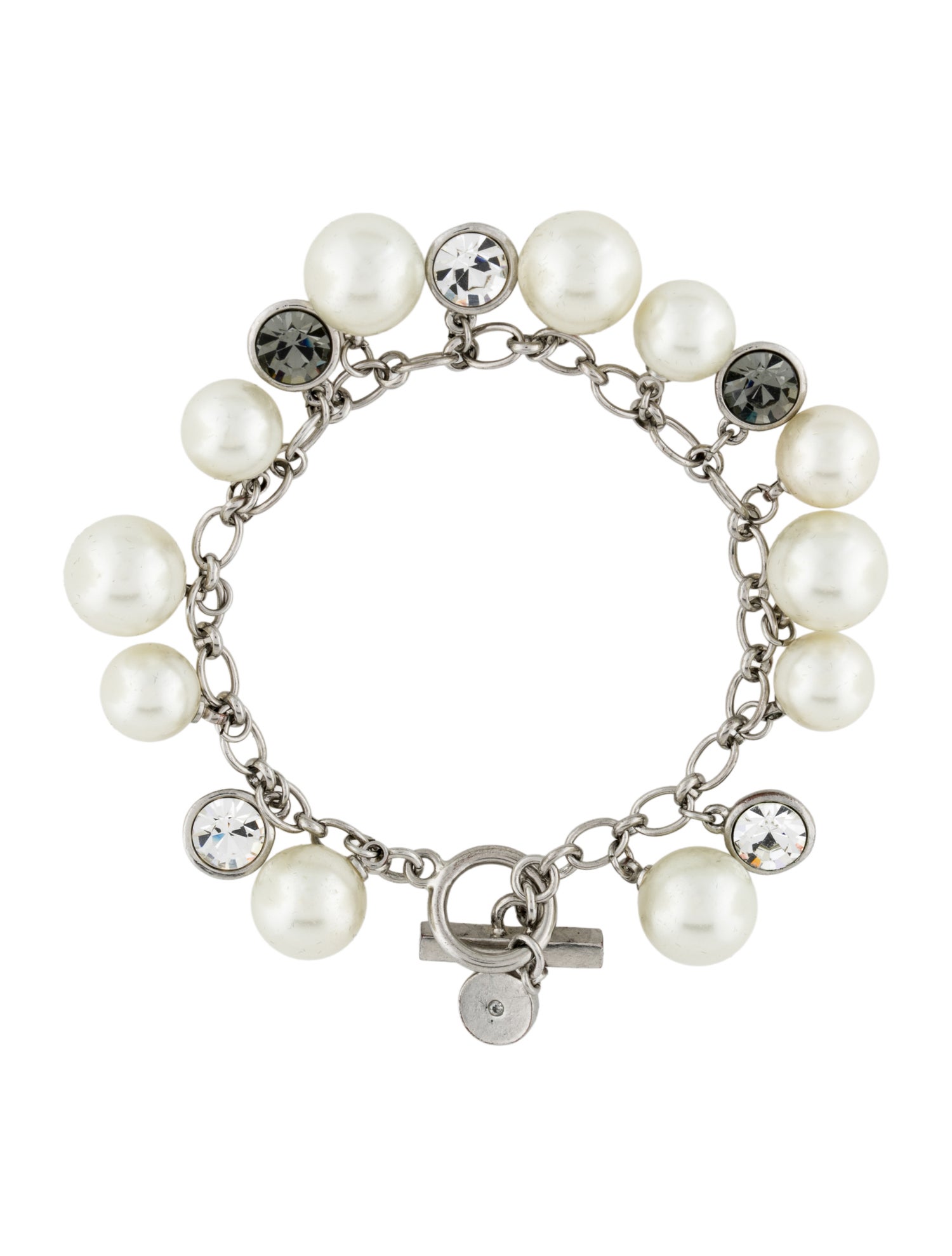 Givenchy Crystal & Faux Pearl Charm Bracelet