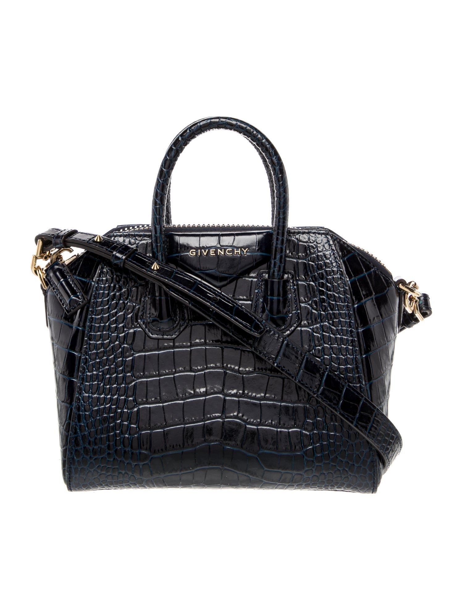 Givenchy Leather Mini Antigona bag in Crocodile Effect Leather