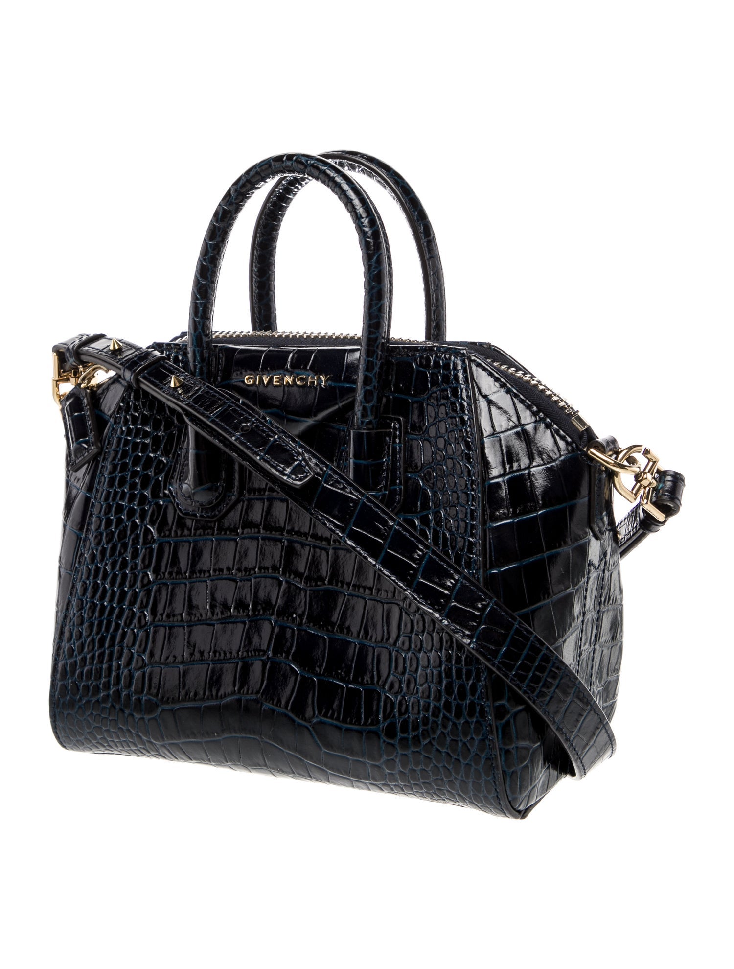 Givenchy Leather Mini Antigona bag in Crocodile Effect Leather
