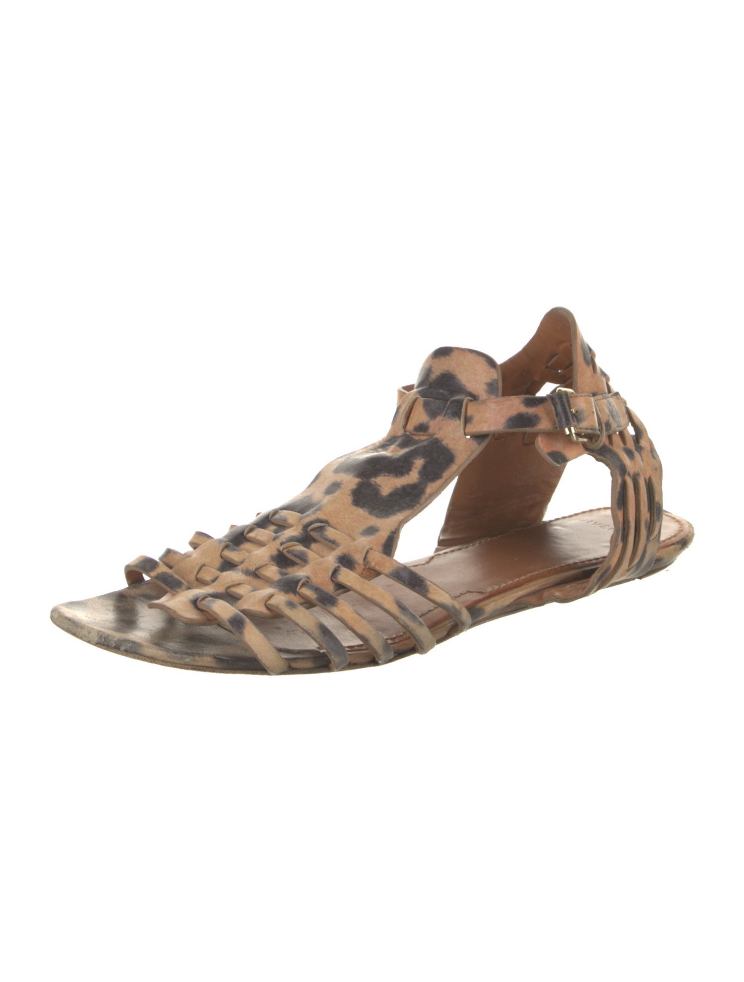 Givenchy Leather Animal Print Slingback Flats