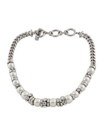 Givenchy Faux Pearl & Crystal Collar Toggle Necklace