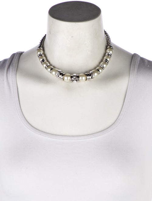 Givenchy Faux Pearl & Crystal Collar Toggle Necklace