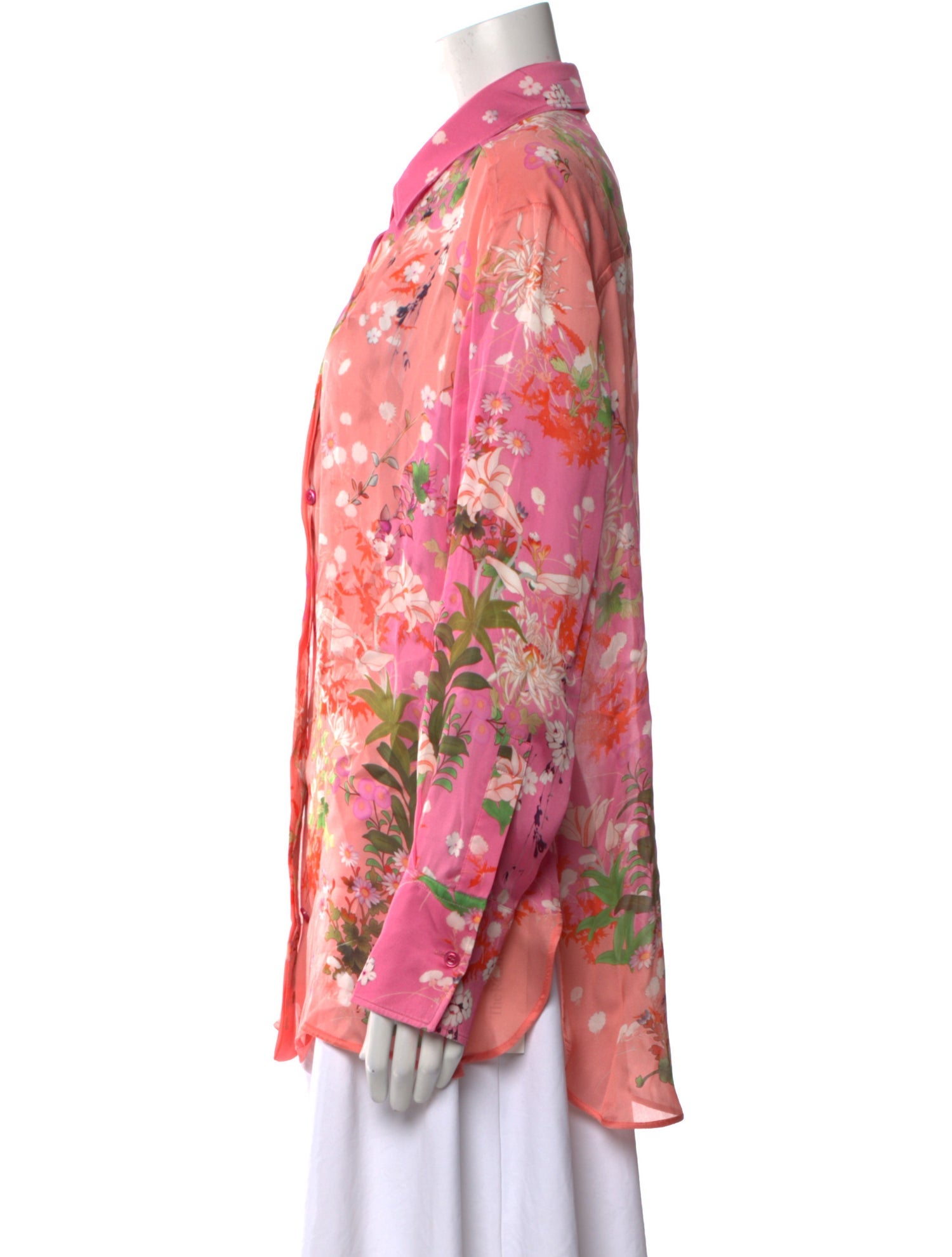Givenchy Silk Floral Print Button-Up Top