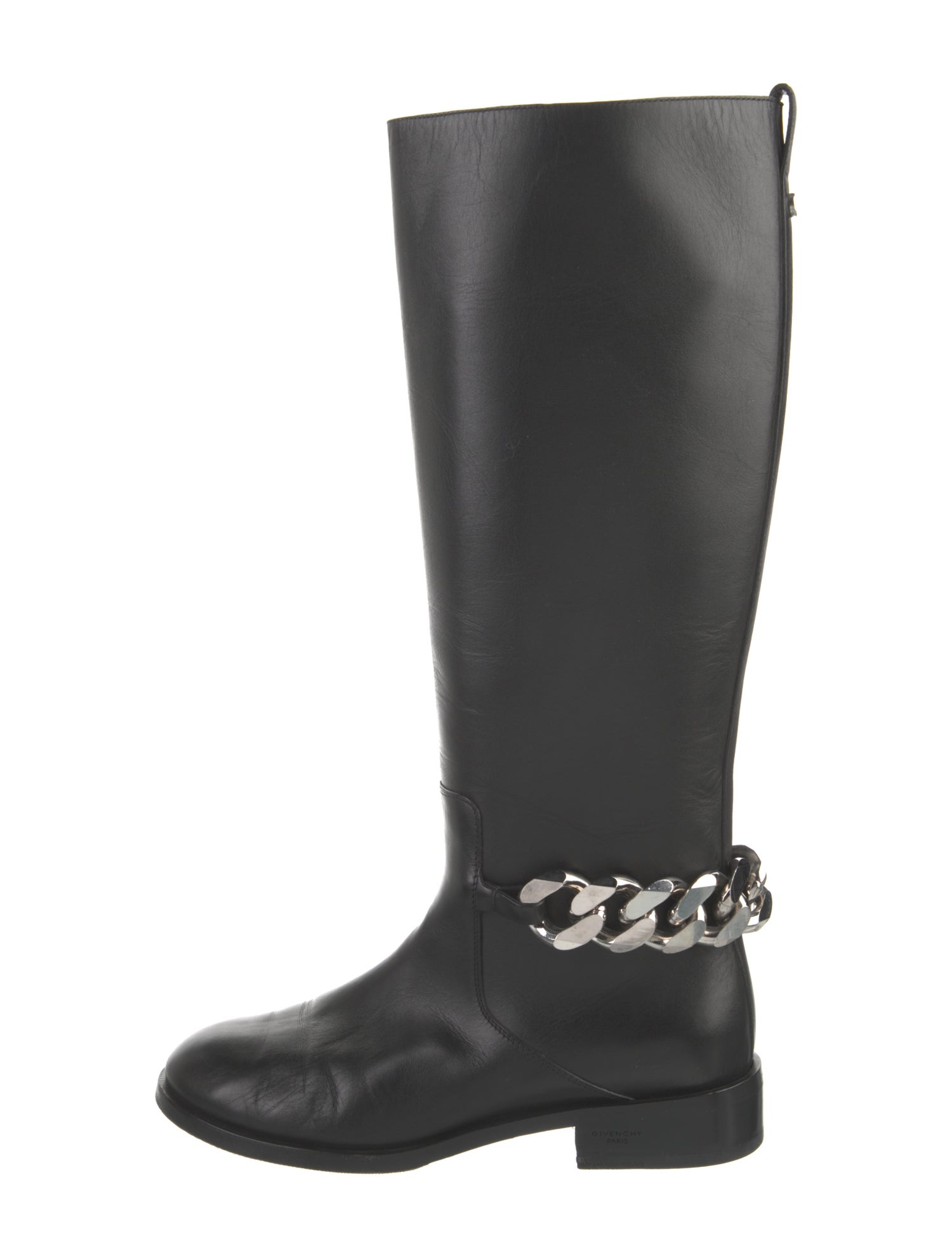 Givenchy Leather Chain-Link Accents Riding Boots