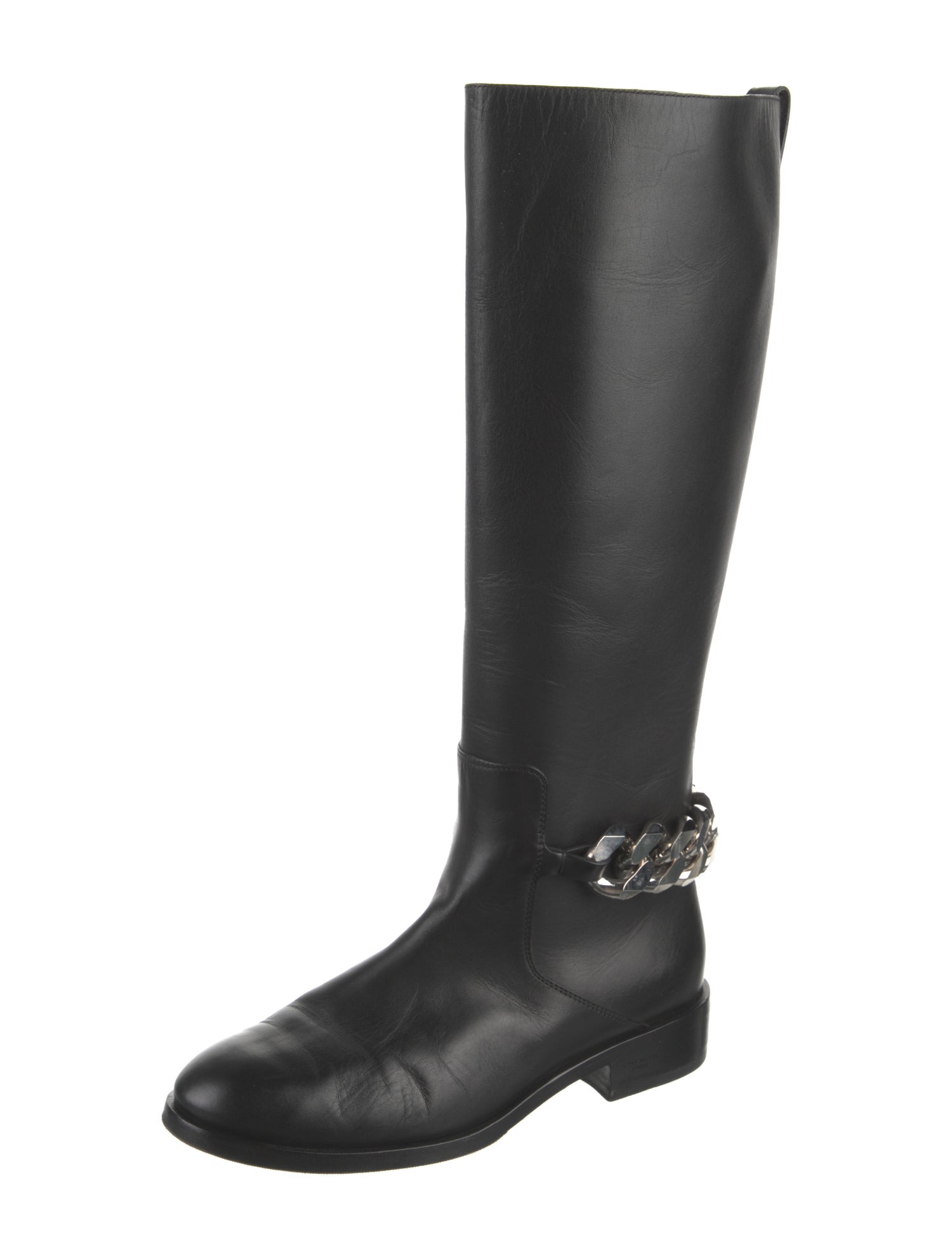 Givenchy Leather Chain-Link Accents Riding Boots