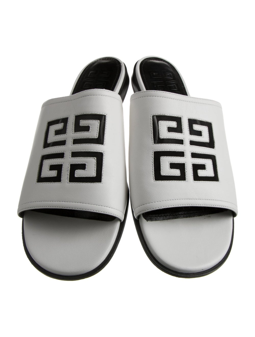 Givenchy Leather Slides White Graphic Print - image 3