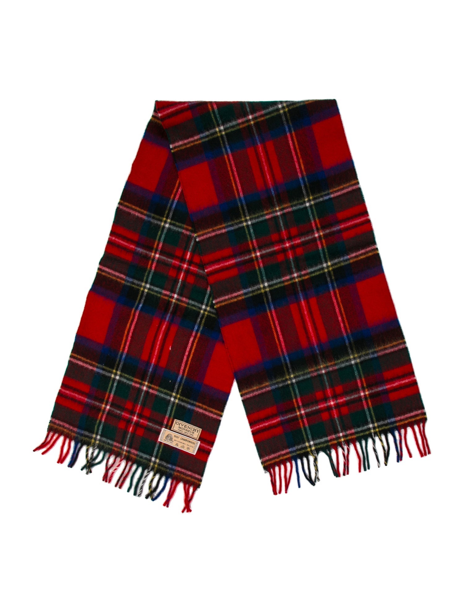 Givenchy Lambswool Plaid Print Scarf