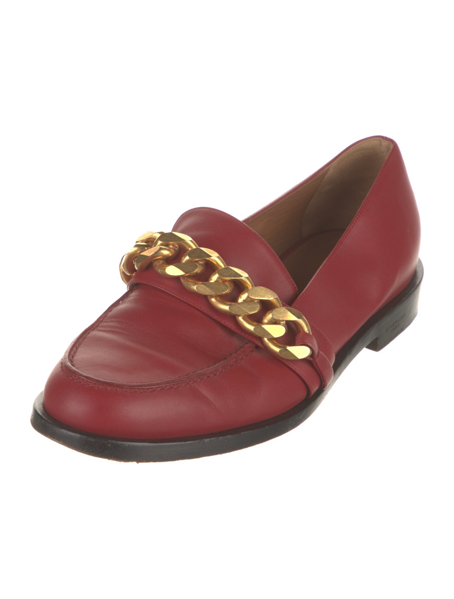 Givenchy Leather Chain-Link Accents Loafers