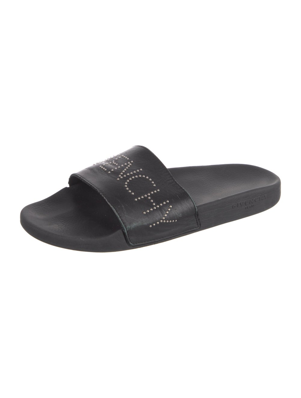 Givenchy Leather Slides Black Graphic Print Studd… - image 2