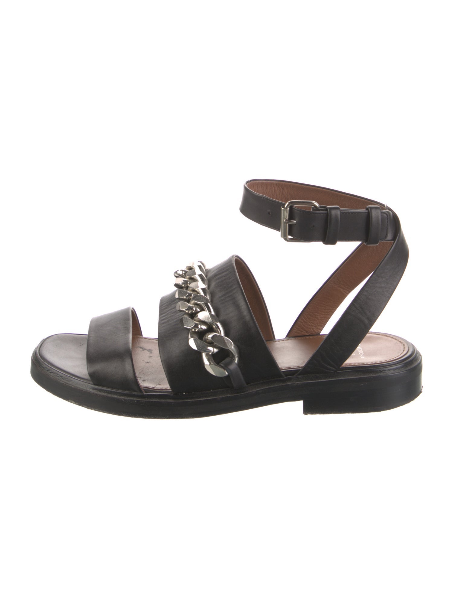Givenchy Leather Chain-Link Accents Gladiator Sandals