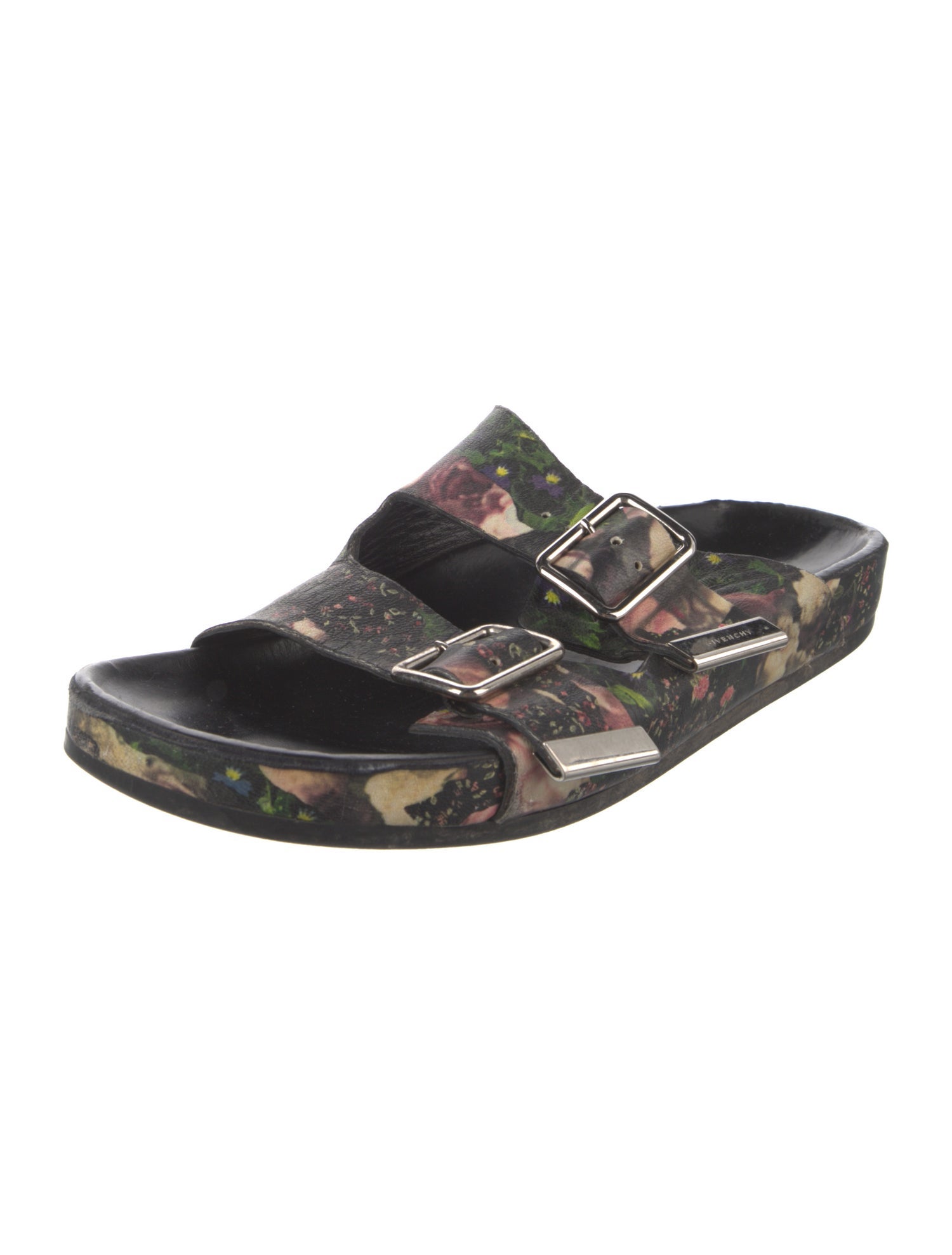 Givenchy Leather Floral Print Slides