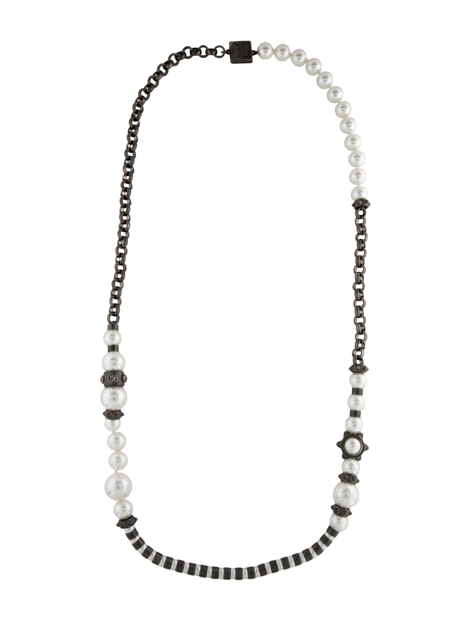 Givenchy Faux Pearl & Crystal Long Spiked Necklace