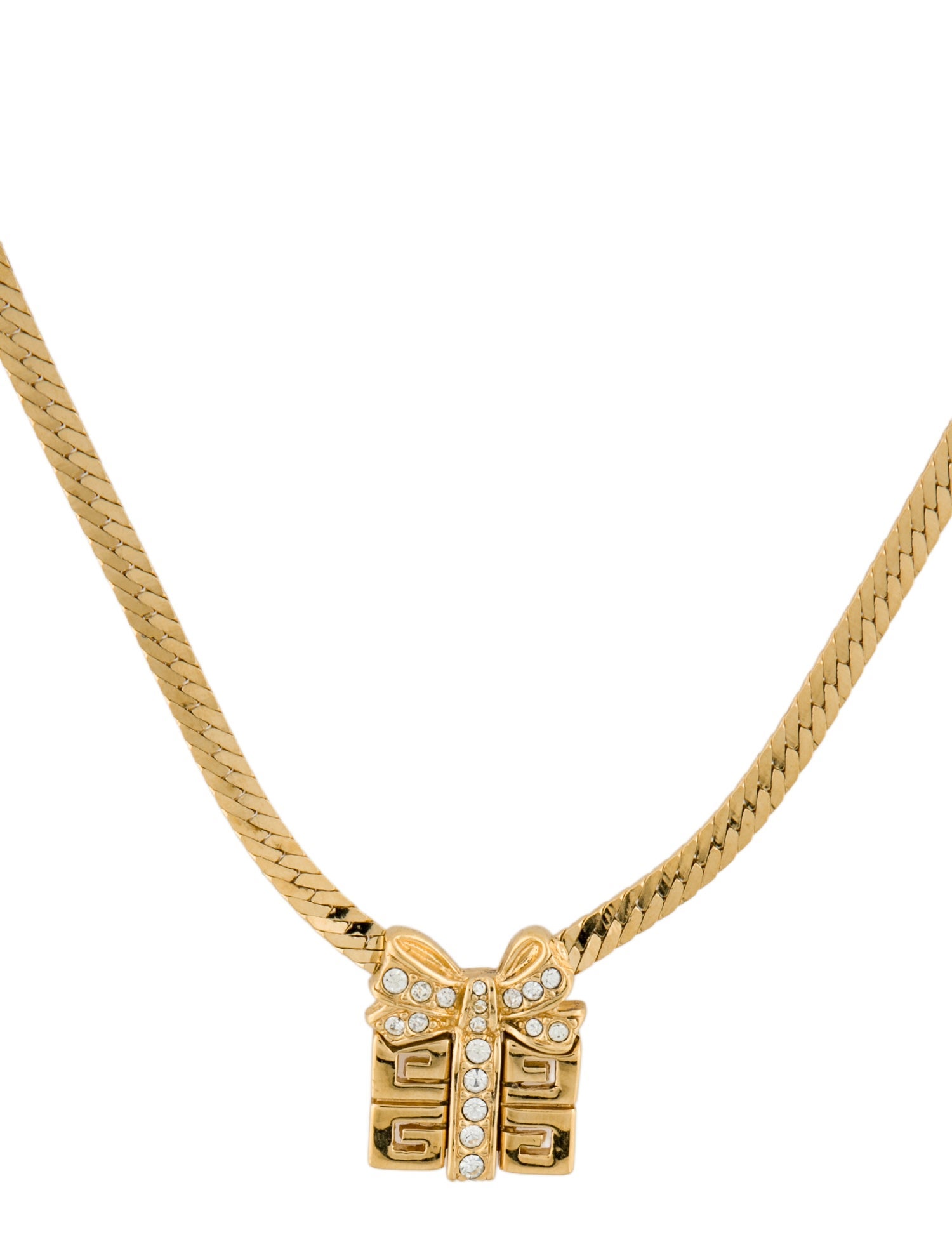 Givenchy Vintage Crystal Present Pendant Necklace