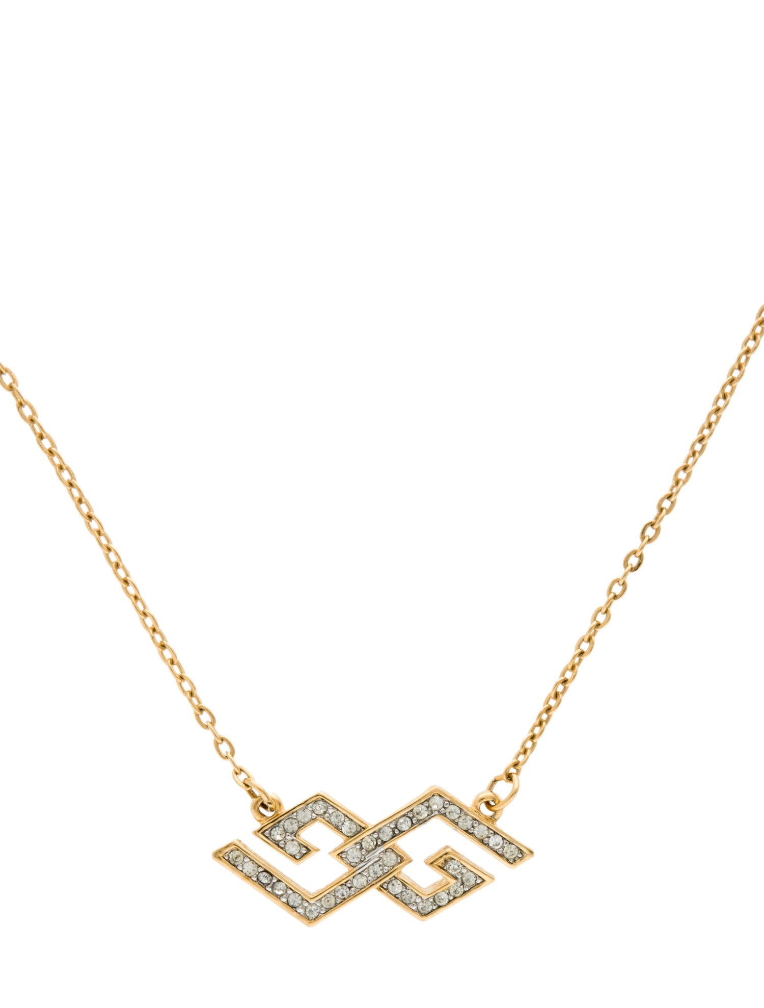 Givenchy Vintage Crystal GG Pendant Necklace