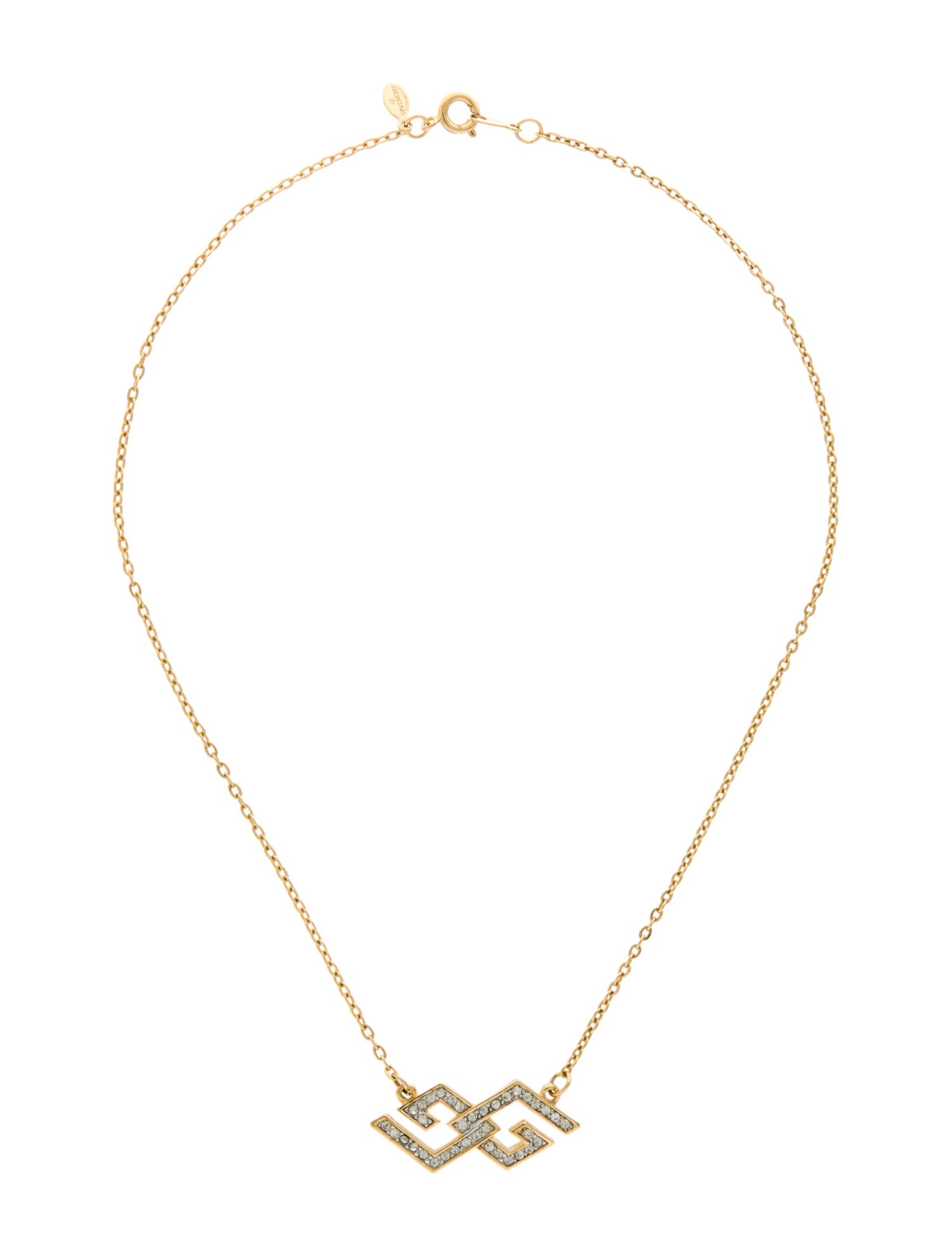 Givenchy Vintage Crystal GG Pendant Necklace