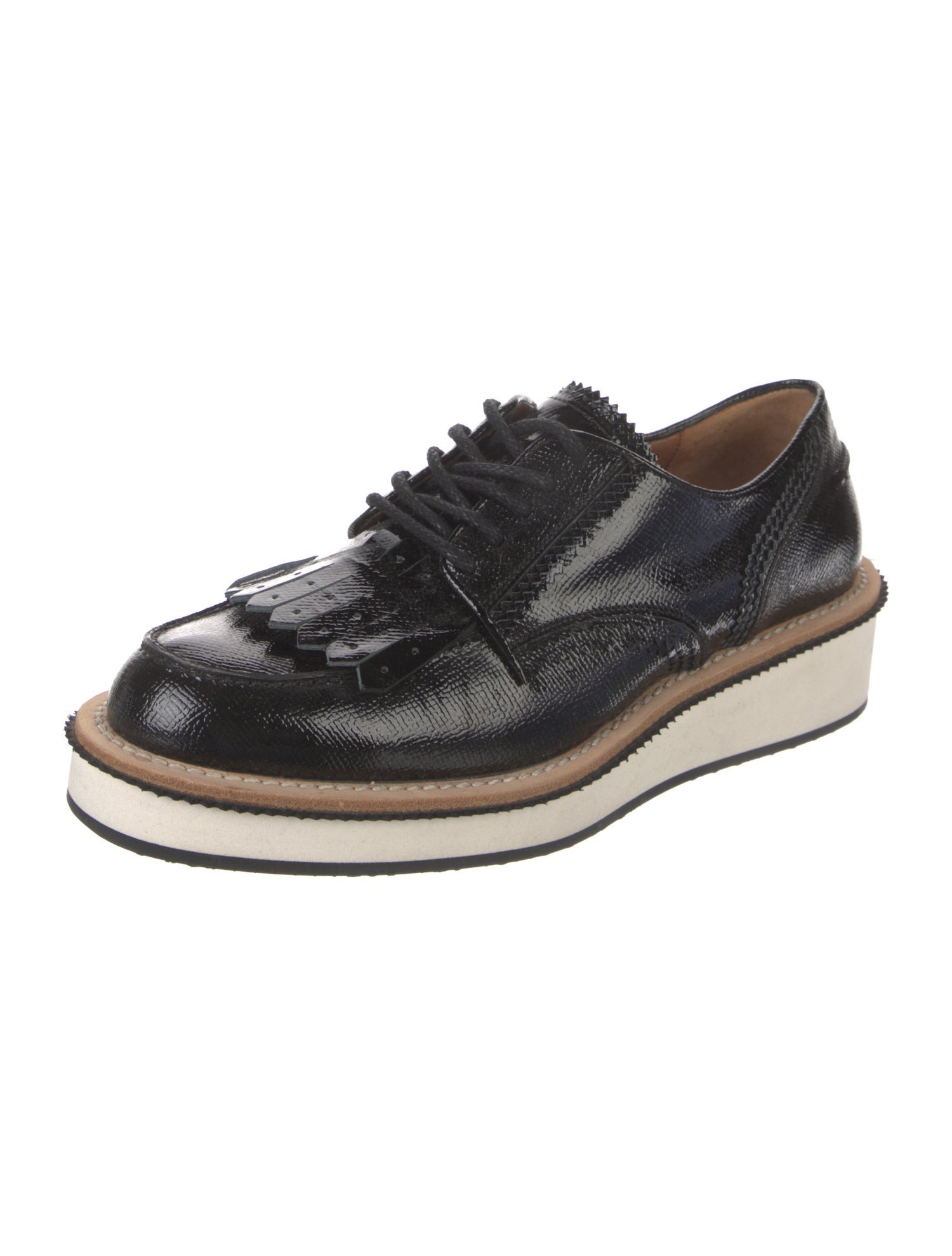 Givenchy Patent Leather Fringe Trim Accent Oxfords