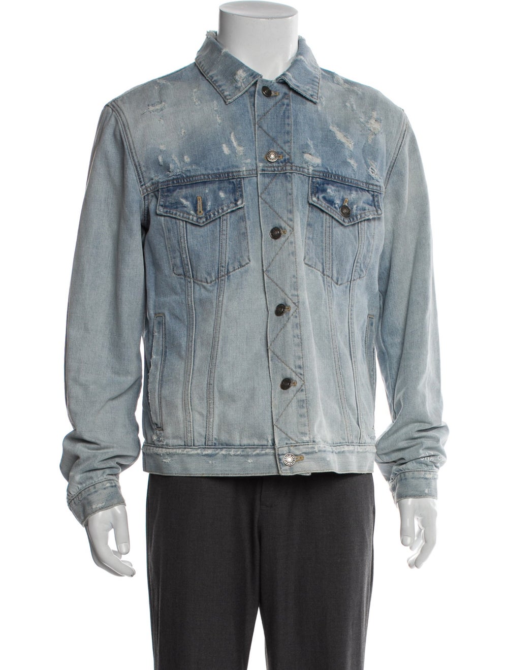 Givenchy Denim Jacket Blue Deconstructed Lining D… - image 1