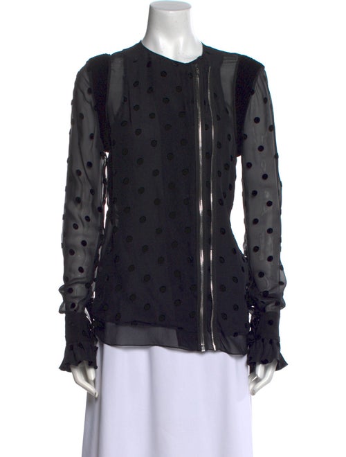 Givenchy Silk Polka Dot Print Button-Up Top
