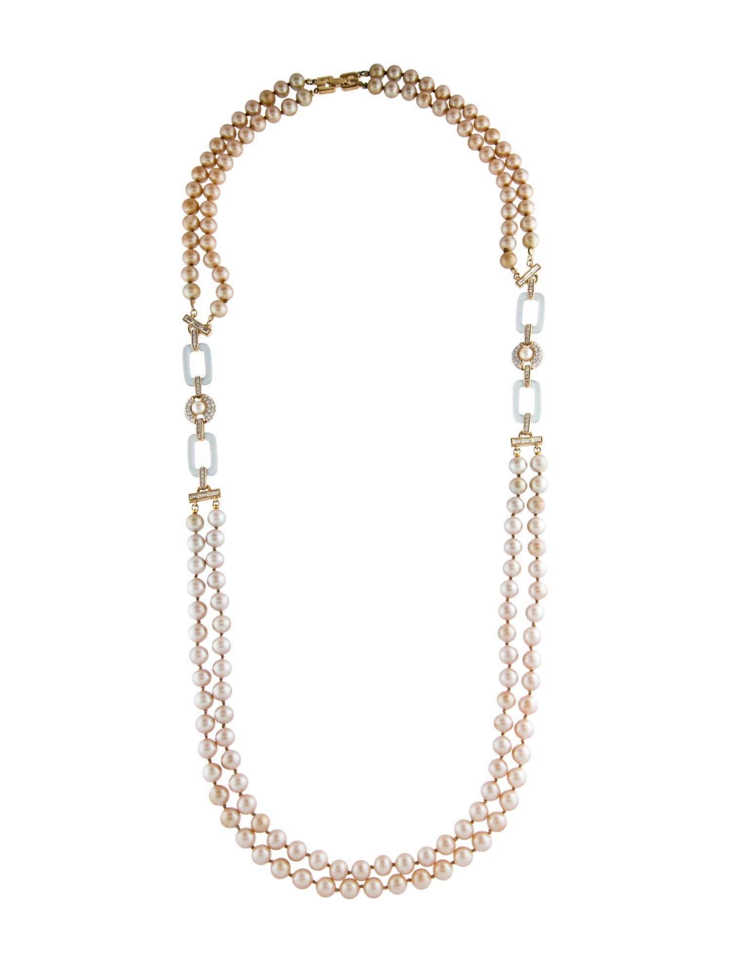 Givenchy Vintage Faux Pearl, Crystal & Resin Multistrand Necklace