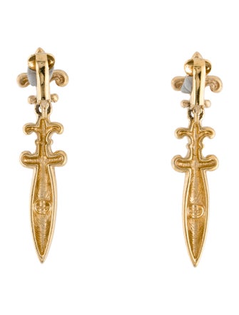 Givenchy Fleur De Lis Drop Clip-On Earrings