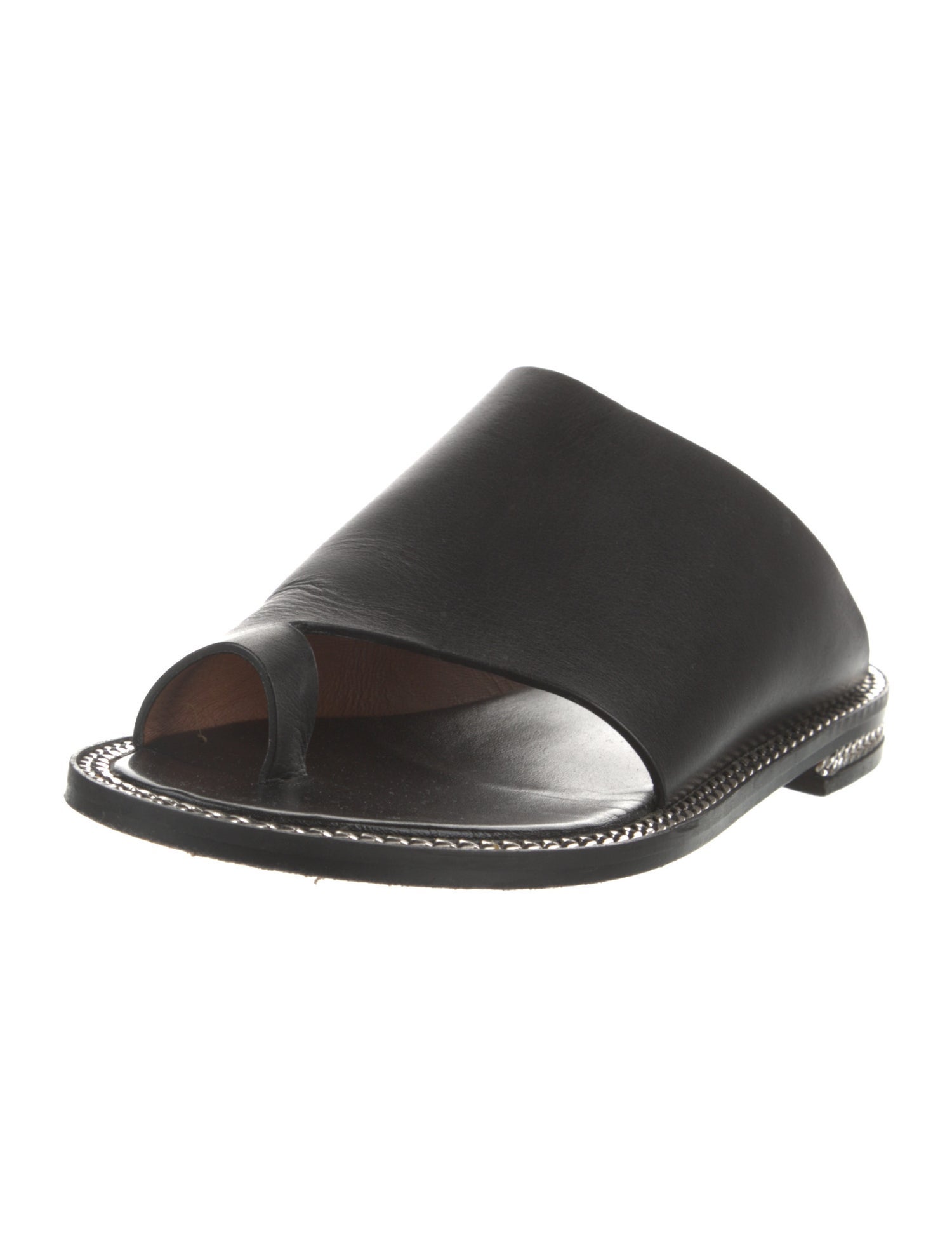 Givenchy Leather Chain-Link Accents Slides