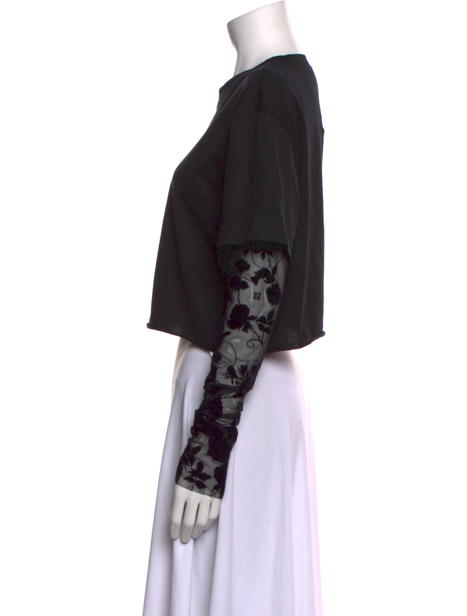 Givenchy Floral Print Crew Neck Crop Top