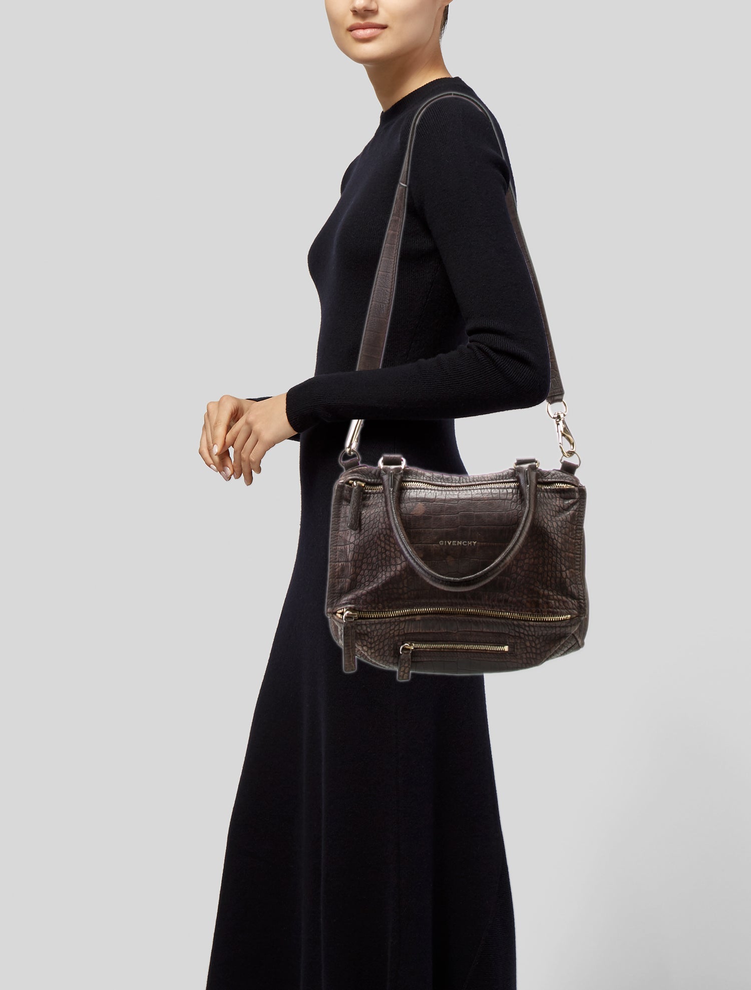 Givenchy Embossed Leather Shoulder Bag