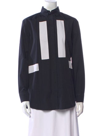 Givenchy Mock Neck Long Sleeve Button-Up Top