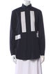 Givenchy Mock Neck Long Sleeve Button-Up Top