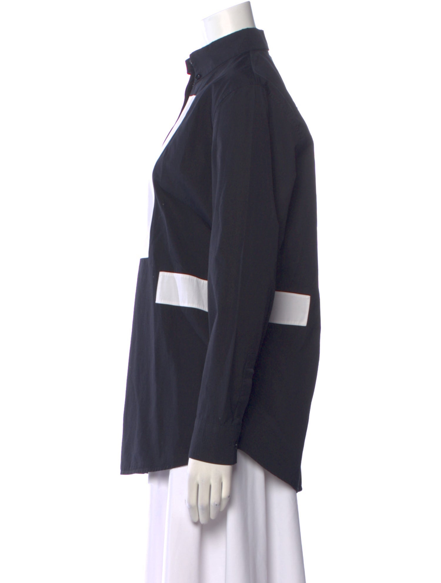 Givenchy Mock Neck Long Sleeve Button-Up Top