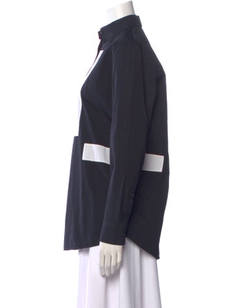 Givenchy Mock Neck Long Sleeve Button-Up Top