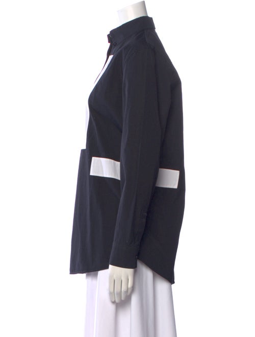 Givenchy Mock Neck Long Sleeve Button-Up Top