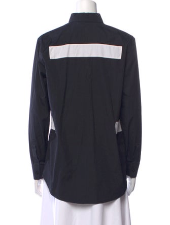 Givenchy Mock Neck Long Sleeve Button-Up Top