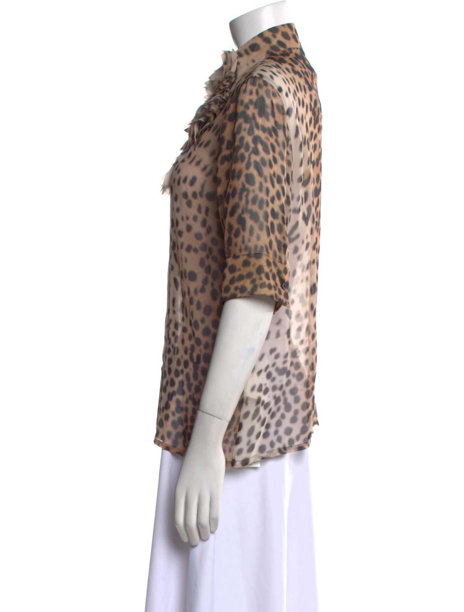 Givenchy Silk Animal Print Button-Up Top