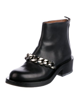 Givenchy Leather Chain-Link Accents Combat Boots