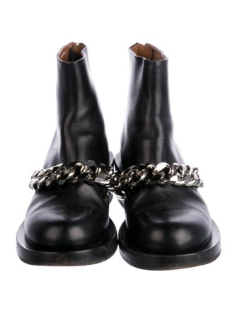 Givenchy Leather Chain-Link Accents Combat Boots