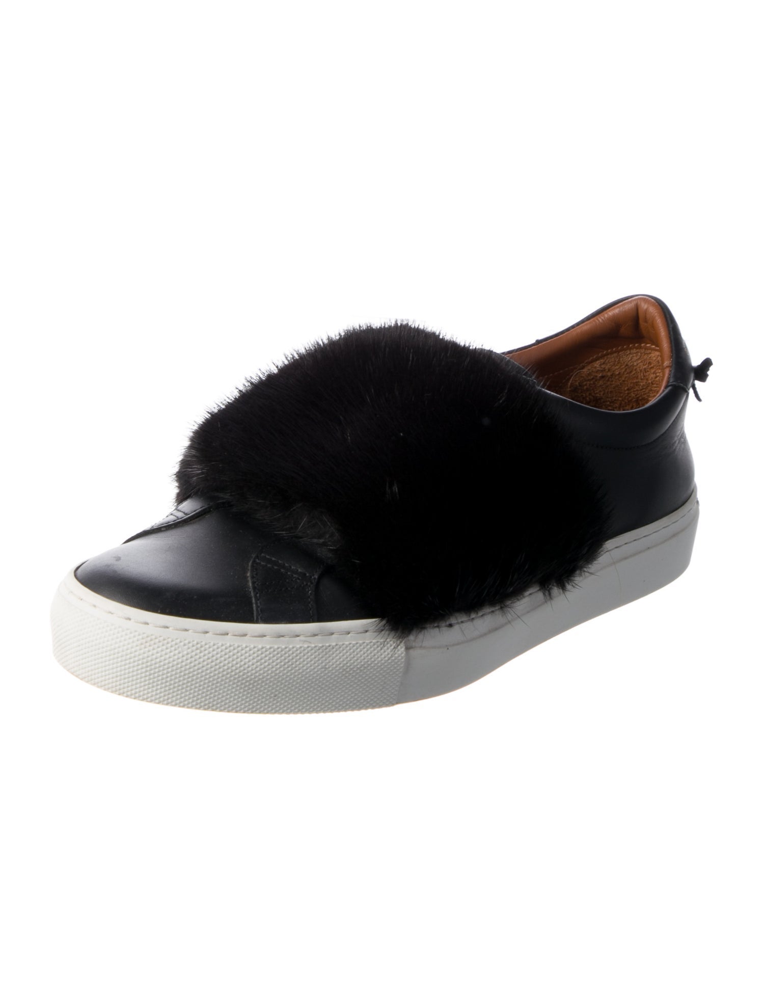 Givenchy Leather Fur Trim Sneakers