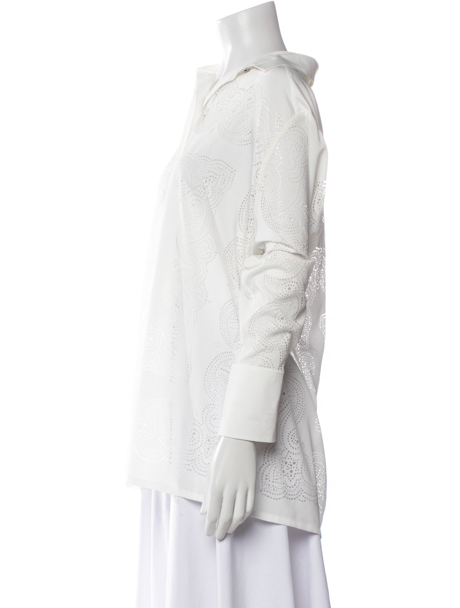Givenchy Lace Pattern Three-Quarter Sleeve Button-Up Top w/ Tags