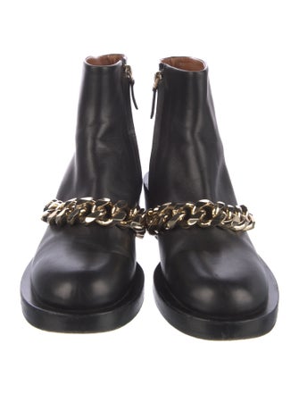 Givenchy Leather Chain-Link Accents Combat Boots