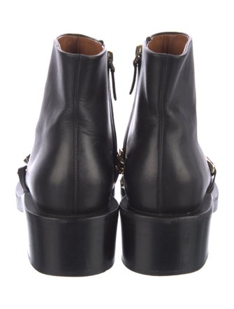 Givenchy Leather Chain-Link Accents Combat Boots