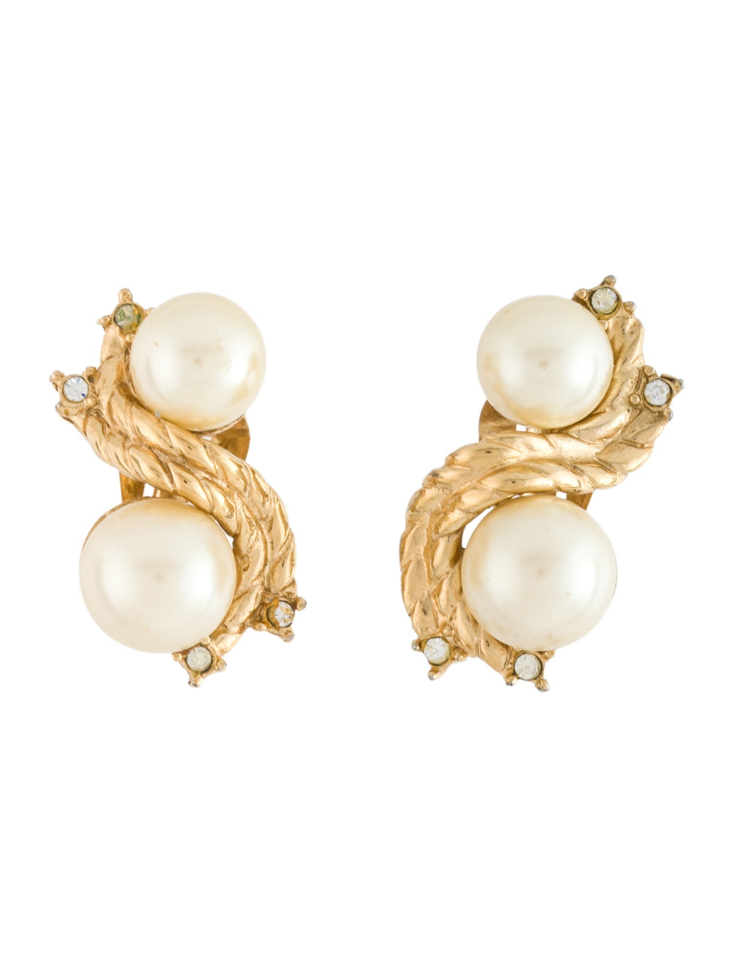 Givenchy Faux Pearl & Crystal Clip On Earrings